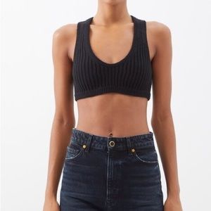 Khaite Scoop-Neck Ribbed Cashmere-Blend Cropped Top - NWT - Size XS